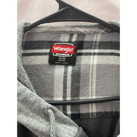 Wrangler Men's XL 46-48 Gray Denim Workwear Jacket/Shacket Fleeced lined Hood - Picture 5 of 9